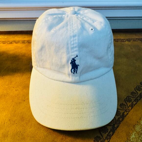 POLO Ralph Lauren White Classic Logo Cotton Leather Strap Unisex Basebal Cap Hat